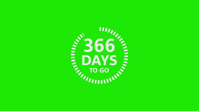 366 Days To Go Countdown Timer Graphic With White Text On Bright Green Background days left