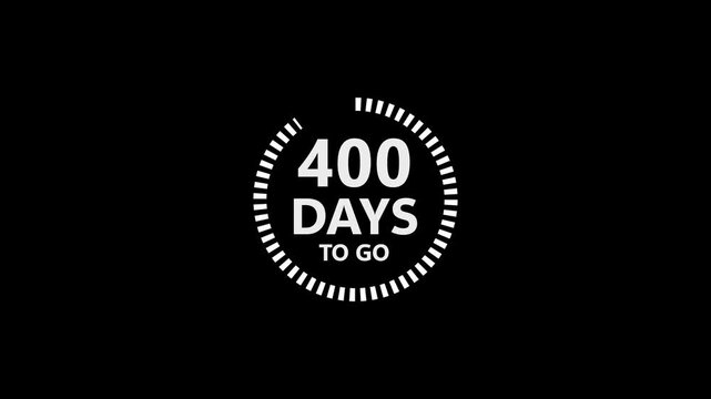 400 Days To Go Countdown Timer Graphic With White Text On Black Background days left