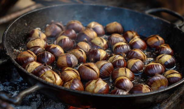 chestnuts roasted in a pan