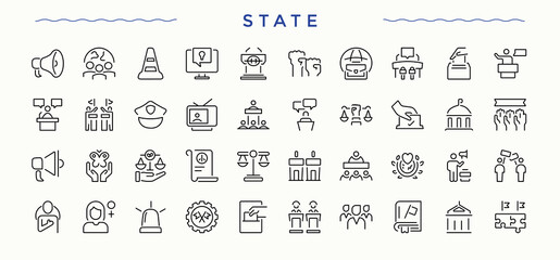 State icon set. Thin line icons set. Location icon set. Contain linear sign place, navigation, direction, address, pin, point and more.