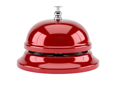 Red hotel reception bell isolated on transparent background