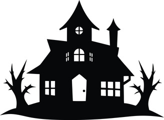 Scary house silhouette vector illustration