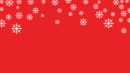 Red festive background with falling white snowflakes. Minimalist winter and Christmas design ideal for greeting cards, holiday invitations, banners, and seasonal digital or print projects.