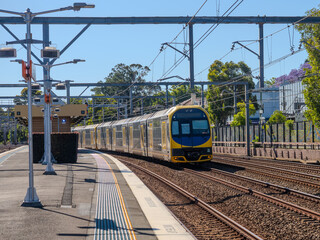 5 November 2025 passenger Train going through Summer Hill train station a suburban Sydney train Station NSW Australia