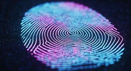 Close-up High-Tech Digital Fingerprint Biometric Data Scan