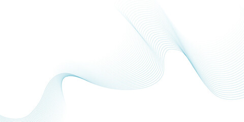 Abstract blue smooth wave on a white background. Dynamic sound wave. Design element. Vector illustration.	