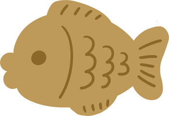 A cute illustration of Korean fish-shaped pastry called Bungeoppang, a popular winter street snack filled with red bean or custard.