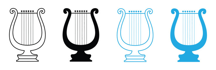 Harp and lyre icon vector logo template illustration design. Symbol of music, muse and inspiration. Calm melody and lullaby. Vector illustration isolated