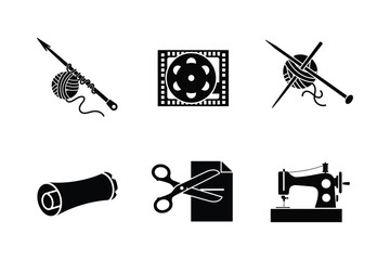 Art, Crafting, and Sewing Vector Silhouette Icon Set