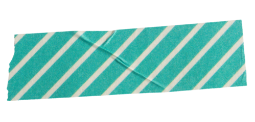 Ripped torn striped blue adhesive tape on transparent background, washi tape design element