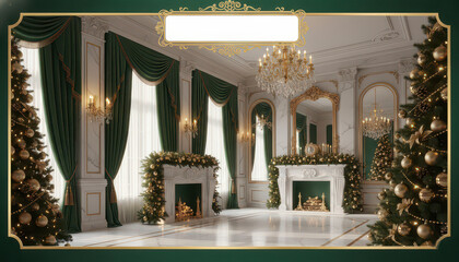 Elegant Christmas Living Room with Fireplace and Decor