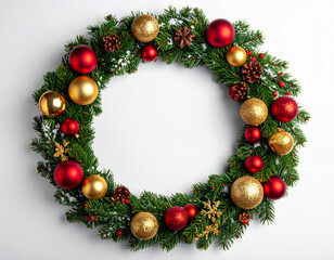 christmas wreath on white background
