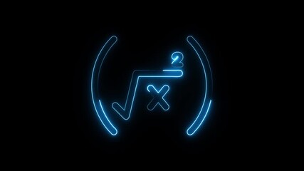 Glowing blue neon mathematical equation symbol square root of x squared inside parentheses abstract science - Powered by Adobe