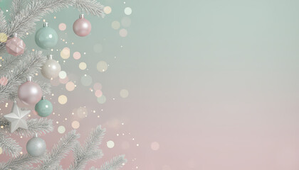 Soft Pastel Christmas Background with Snow Branches