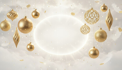 White and Gold Festive Background with Elegant Ornaments