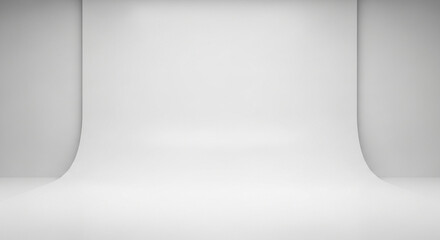 White background a minimalist white studio backdrop with curved walls and a smooth, bright, and neutral background