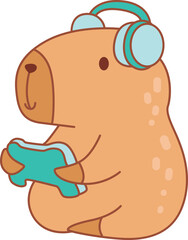 Illustrations of cute capybara character clip art for kids.