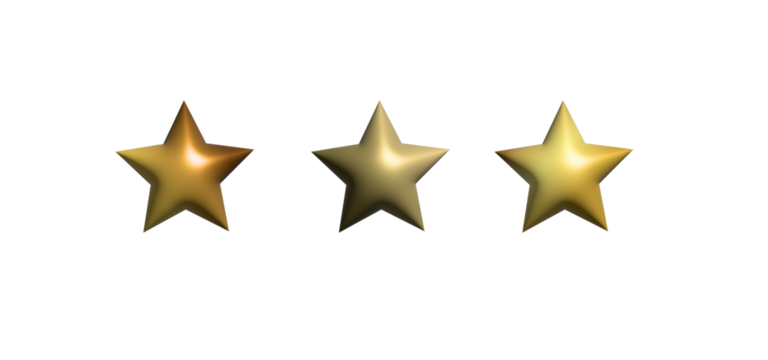 Glowing Metallic 3D Star , Shiny Premium Star Symbol Design and Golden Stars 