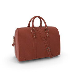 Elegant brown leather weekender travel bag with handle