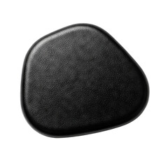 Black molded plastic or leather orthopedic seat cushion or ergonomic support pad with textured surface isolated on white background for back pain relief posture