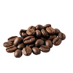 Pile of Roasted Dark Brown Coffee Beans Isolated on White Background for Cafe Menu Design Morning Energy Drink Ingredient Espresso Aroma Ingredient Breakfast