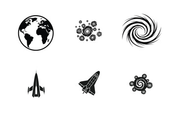 Astronomy, Space Travel, and Cosmic Phenomena Vector Icon Set