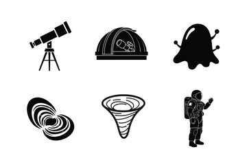 Astronomy and space exploration icons set