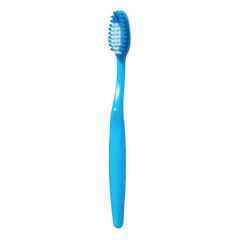 Bright Blue Manual Toothbrush with Blue and White Bristles Isolated on Clean White Background Dental Hygiene Oral Care Tool for Fresh Breath and Healthy Gums