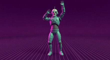 Retro Robot Dance - A Cyberpunk Celebration in Neon Lights.