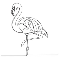Minimalist Continuous Line Art Flamingo Standing on One Leg