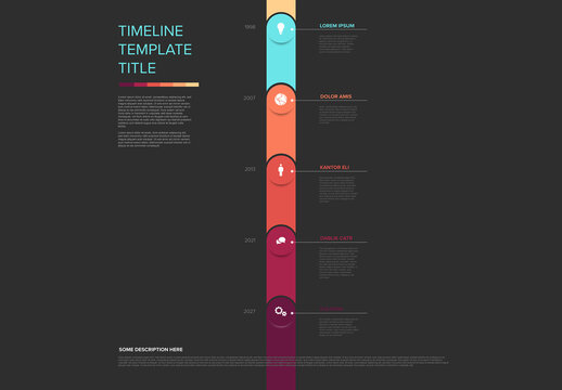 Colorful Timeline Template Infographic with Dark Background