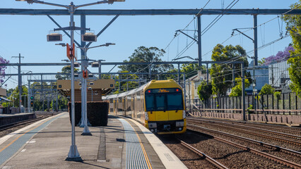 5 November 2025 passenger Train going through Summer Hill train station a suburban Sydney train Station NSW Australia