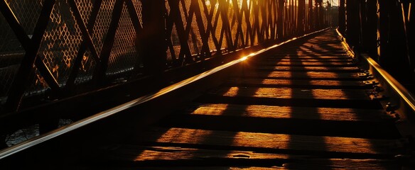 Golden Sunlight on a Wooden Railway Bridge
