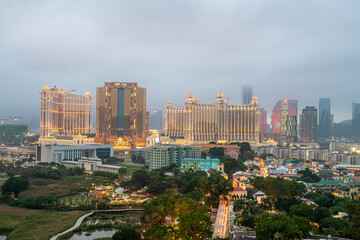 Obraz premium Macau, China January 10, 2024: Cityscape and Landscape in Taipa island, Macau, China, Asia