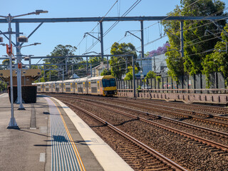 5 November 2025 passenger Train going through Summer Hill train station a suburban Sydney train Station NSW Australia