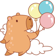 Illustrations of cute capybara character clip art for kids.