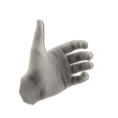 Hand holding something in halftone style