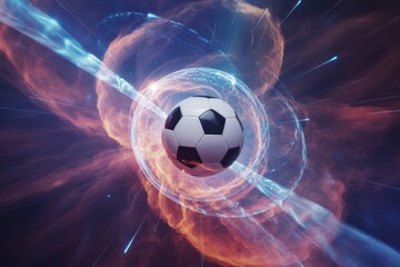Fototapeta premium Soccer ball dynamic cosmic energy