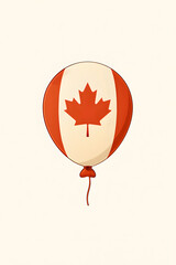 Red and White Balloon with Canadian Flag &ndash; Maple Leaf Symbol of National Celebration Isolated on Transparent Background