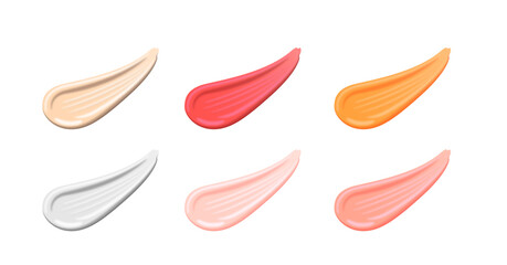 化粧品のテクスチャブラシストロークセット（クリーム・リップ・チーク・ファンデーション）