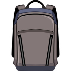 Pixel Art Backpack With Blue Straps Gray Main Body And Black Accents On A Transparent Background