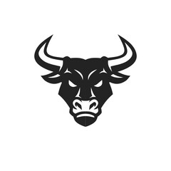 Modern Minimalist Bull Head Silhouette Aggressive Animal Emblem Illustration