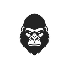 Minimalist Monochromatic Gorilla Head Strong Animal Illustration Graphic Design Element