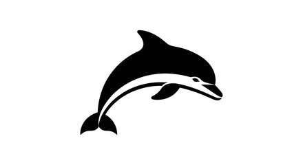 Black and white dolphin illustration on white background for design projects