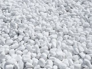 White marble pebbles. White rocks used for exterior decoration.