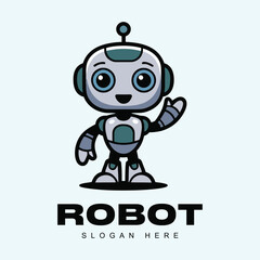 Cute Robot logo, unique logo, tech logo, mascot robot logo