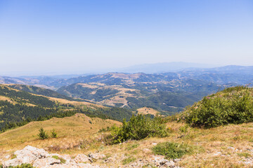 Serene mountain landscape with forest hills and scenic nature background, Kopaonik mountain, Serbia
