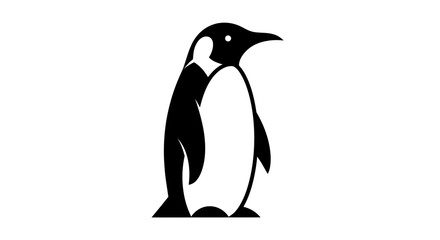 Black and white penguin illustration isolated on white background