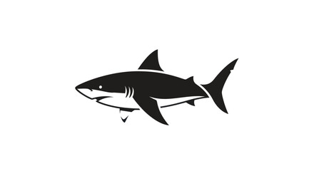 Black and white shark illustration on a clean white background design