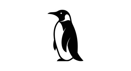 Black and white penguin silhouette on white background graphic design